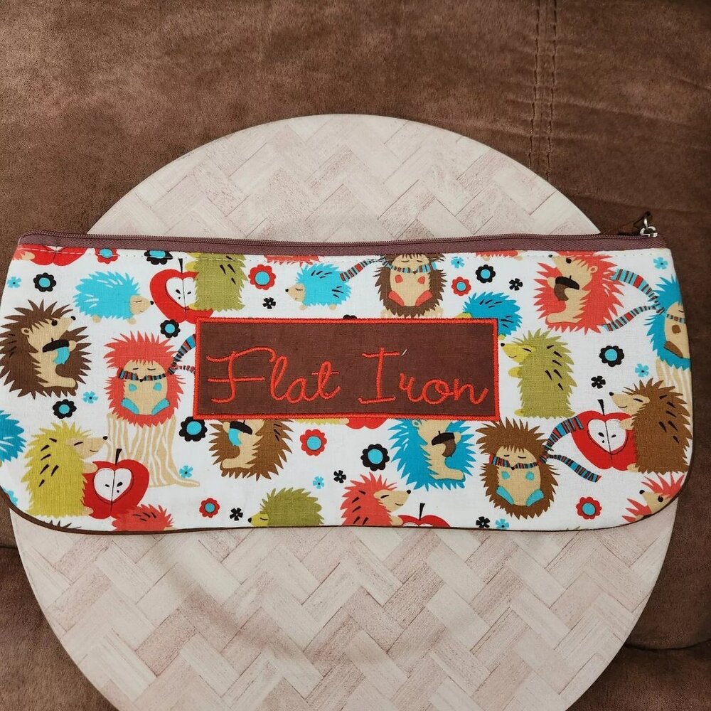 Once Upon a rose Flat iron travel bag hedgehog pattern